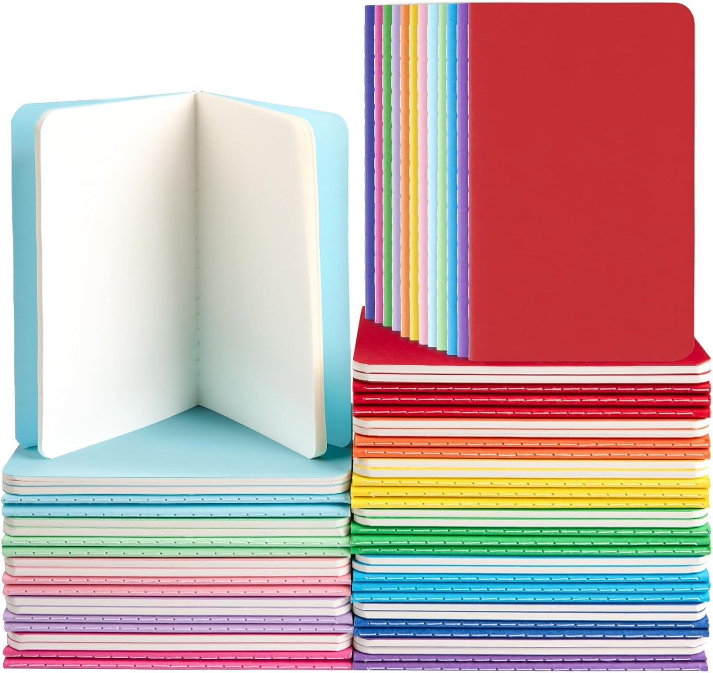 Oucaru 48PCS Pocket Notebook, 3.5" x 5.5", 8 Color, 52 Pages Blank Notebook Mini Notebook Journal, Small Notebook Memo Notepad for Students, Traveler, School Supplies