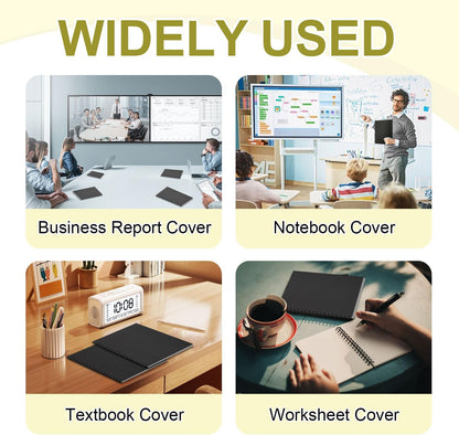 HOUYEE 100 Pack 16 Mil Poly Binding Covers,Sand Texture Binding Presentation Covers,8.5x11 Inches,Letter Size,Black,Square Corners,Un-Punched