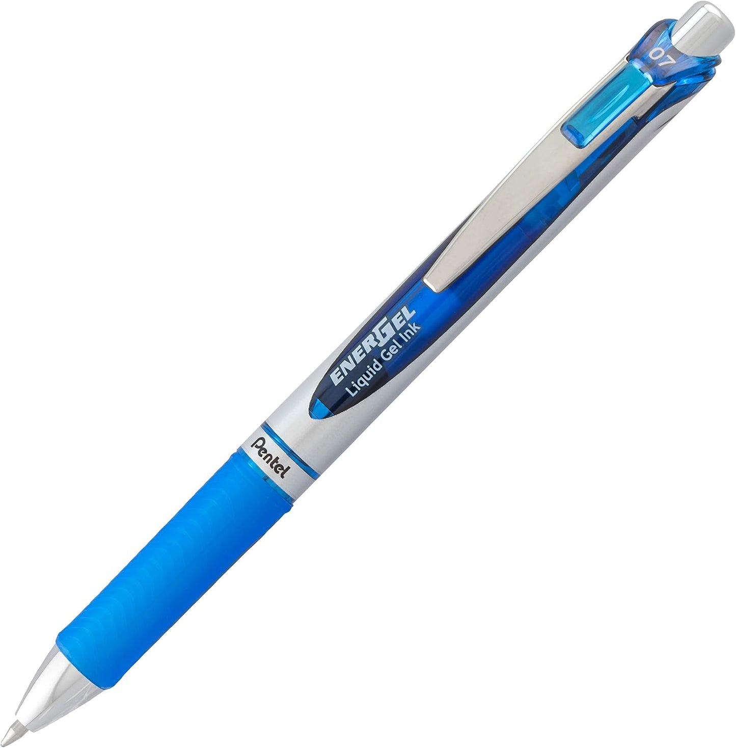 Pentel EnerGel RTX Retractable Liquid Gel Pen, (0.7mm) Medium Line, Metal Tip, Black Ink, Box of 12 (BL77-A)