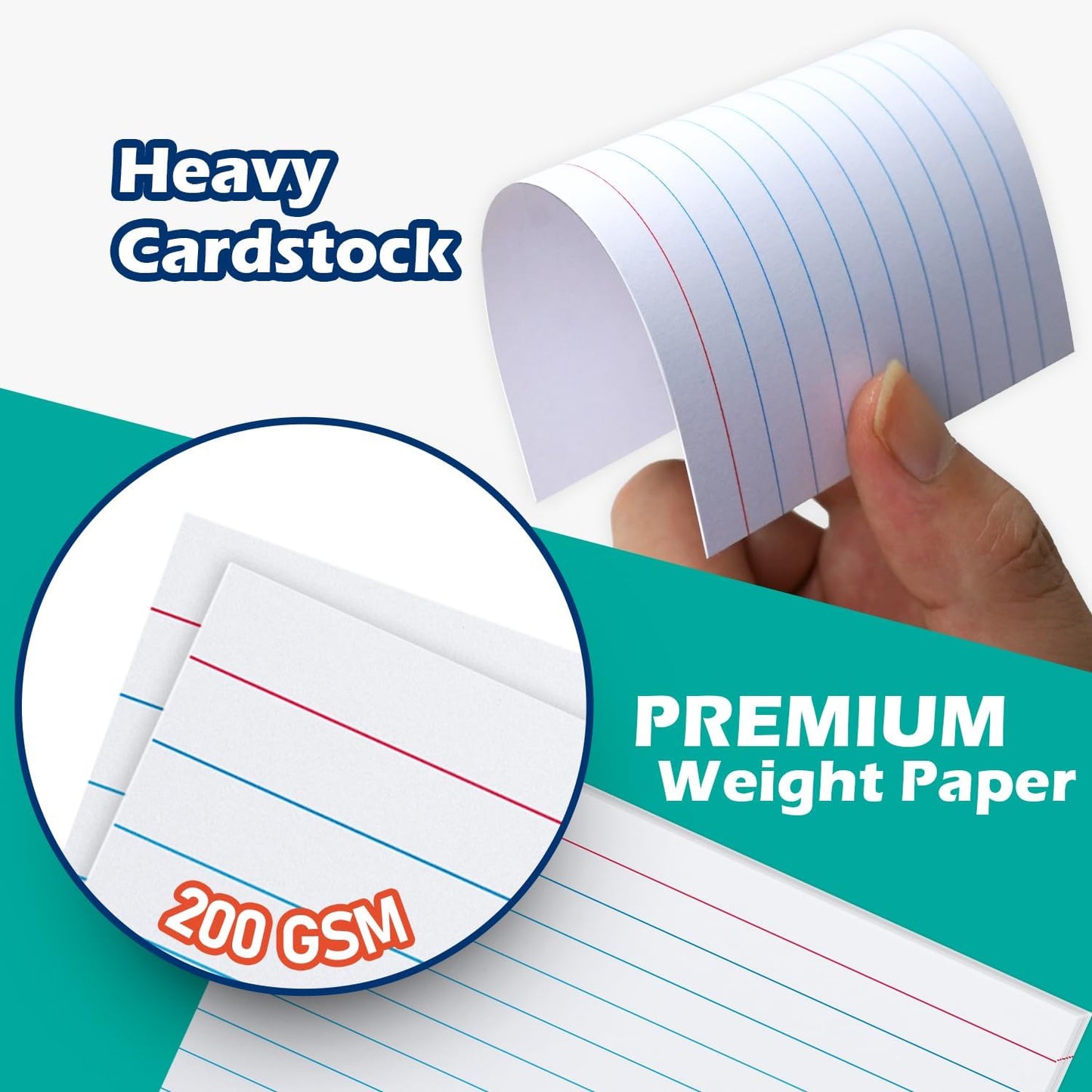 Blank Index Cards 3x5 Unlined Unruled Flash Note Cards 3" x 5", White, 100 Count, 200 GSM Heavy Weight