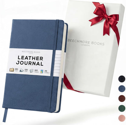 BEECHMORE BOOKS Large Lined Journal Notebook, 8.5" x 11.5" (A4) Hardcover Vegan Leather Executive Diary for Work, Thick 120gsm Paper, Lay-Flat Binding, Gift Box