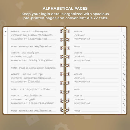 Clever Fox Password Book Spiral – Internet Address & Password Organizer with Laminated Alphabetical Tabs – Password Keeper Journal – Hardcover, Medium Size, 6.1x7.7” (Mystic Blue)