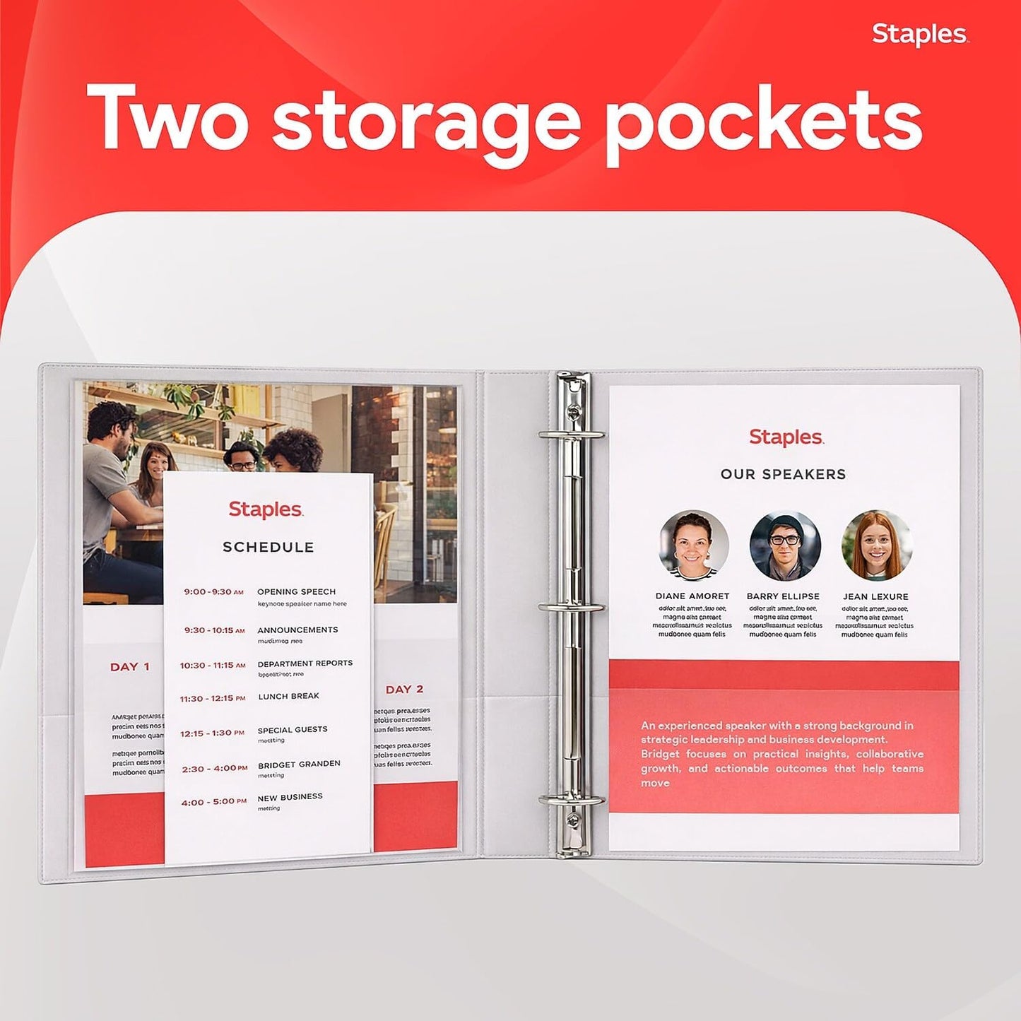 Staples Economy 1-Inch Round Ring Binder, Holds Up to 175 Sheets Each, 12-Pack, White, Lightweight Binders for School & Office