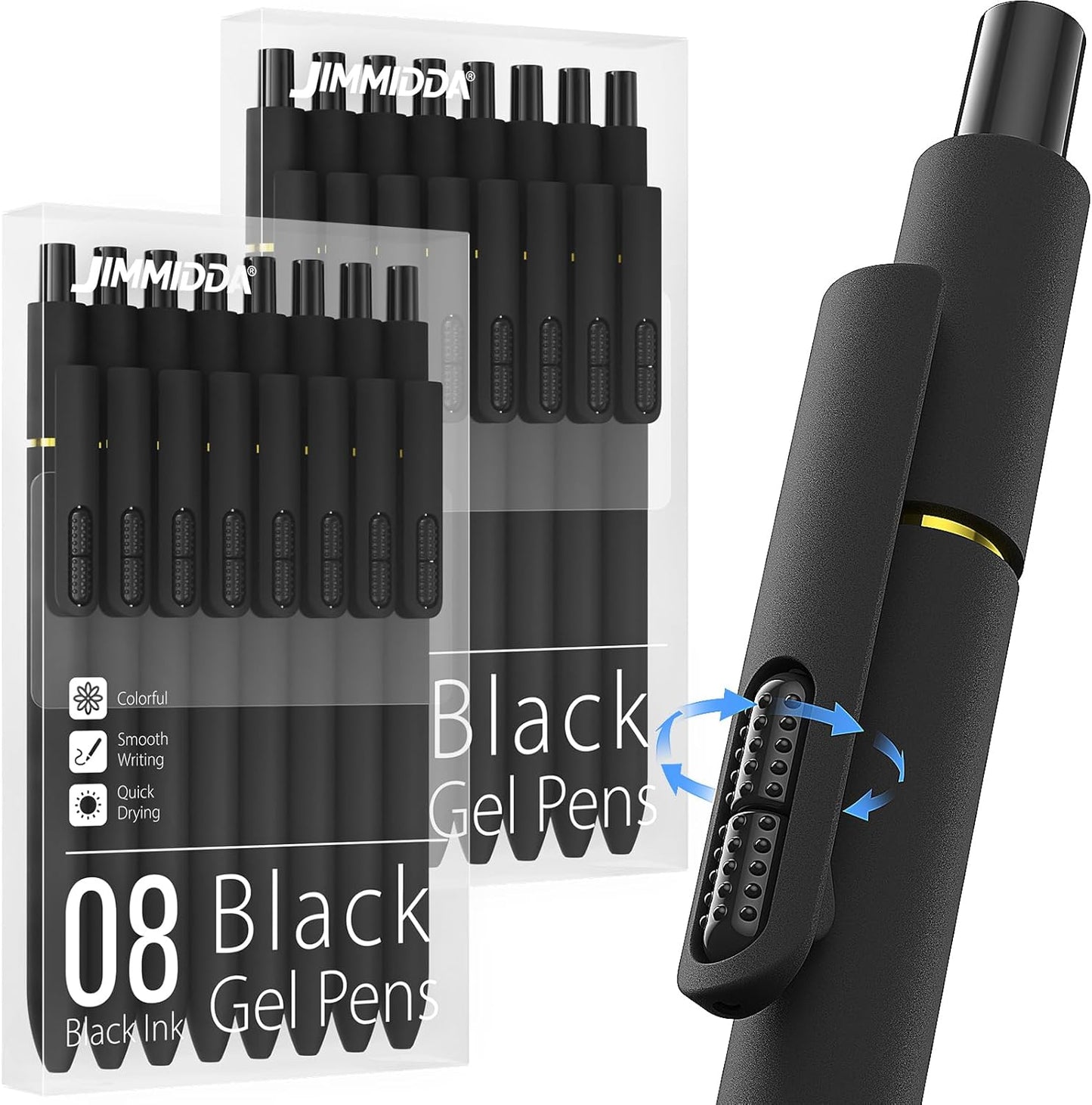 8Pcs Black Gel Pens - 0.7mm Medium Point Black Ink Pens | Smooth Writing - Quick Drying Retractable Pen for Men Women (Morandi - 8Pcs)