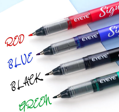 EYEYE Sign Pens 9 Pack (Black Blue Red Green)- 1.0mm Nib Tip - 0.6mm Line, Liquid Ink Sign Pen Smooth Writing - Fineliner Marker Pens Quick Drying