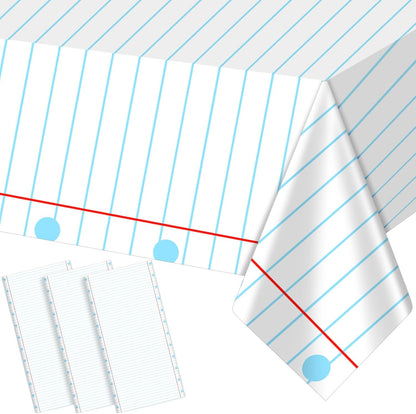 Oudain 4 Pcs Preschool Kindergarten Back to School Party Tablecloth First Day to School 54 x 108 Inch Large Disposable Rectangle Notebook Tablecloth Cover for Party Supplies Table Decorations