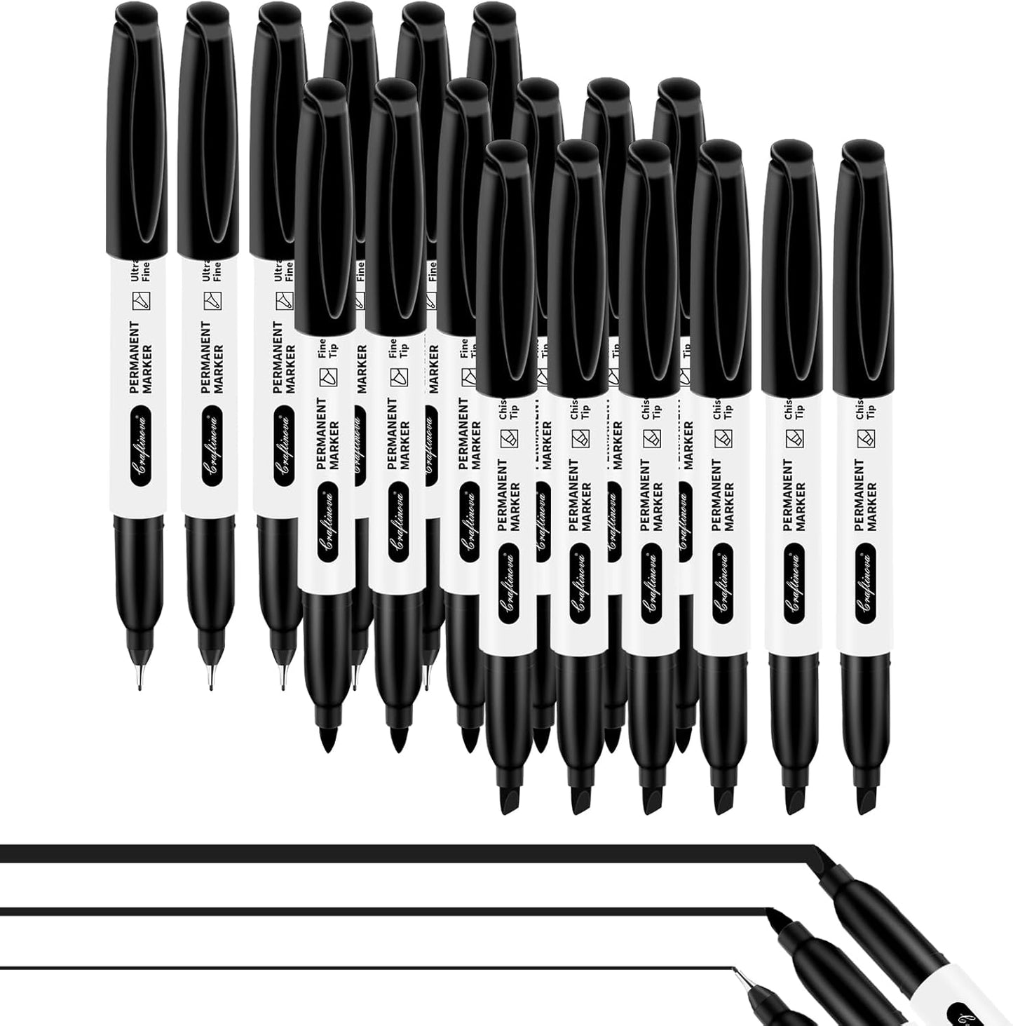 Black Ultra Fine Point Permanent Markers, Extra Fine Tip, Quick Drying and Waterproof, Fade Resistant Perfect on Paper, Glass, Metal, Plastic, Wood, Office & School Use, 12 Pack