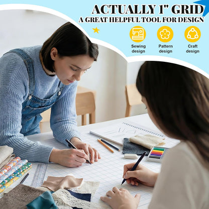 Jetec 1 Roll Large Grid Graph Paper Roll 1" Grid 16.5 Inch x 98ft Sewing Pattern Paper for Back to School Classroom Teaching Drafting Supplies Kids Students Gifts