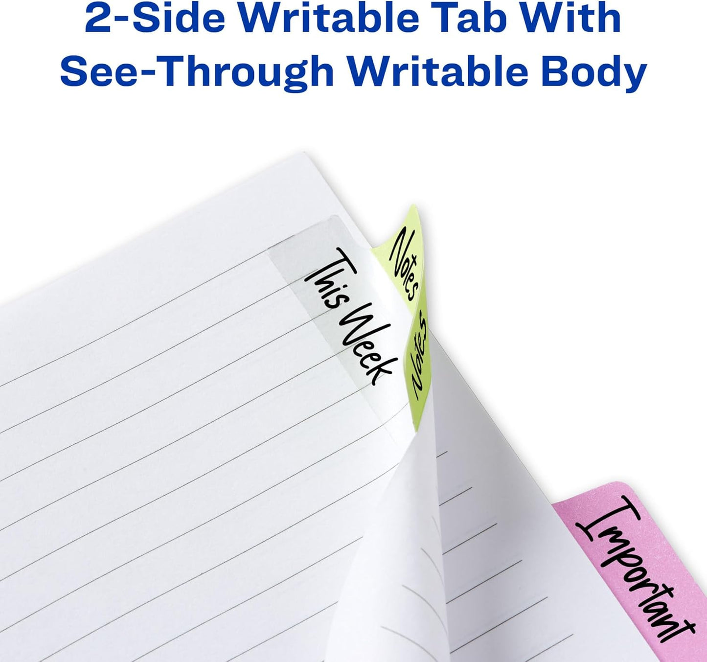 Avery Margin Ultra Tabs, 2.5" x 1", 2-Side Writable, Assorted Pastel Colors, 48 Repositionable Tabs (74867)