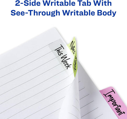 Avery Margin Ultra Tabs, 2.5" x 1", 2-Side Writable, Assorted Pastel Colors, 48 Repositionable Tabs (74867)