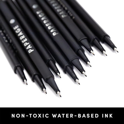 PAPERAGE Felt Tip Fine Point Pens (0.4mm), 12 Pack, Pens For Journaling, Notebooks, Planners, Calendars & Drawing, Great for School, Office, & Home (Black Ink)