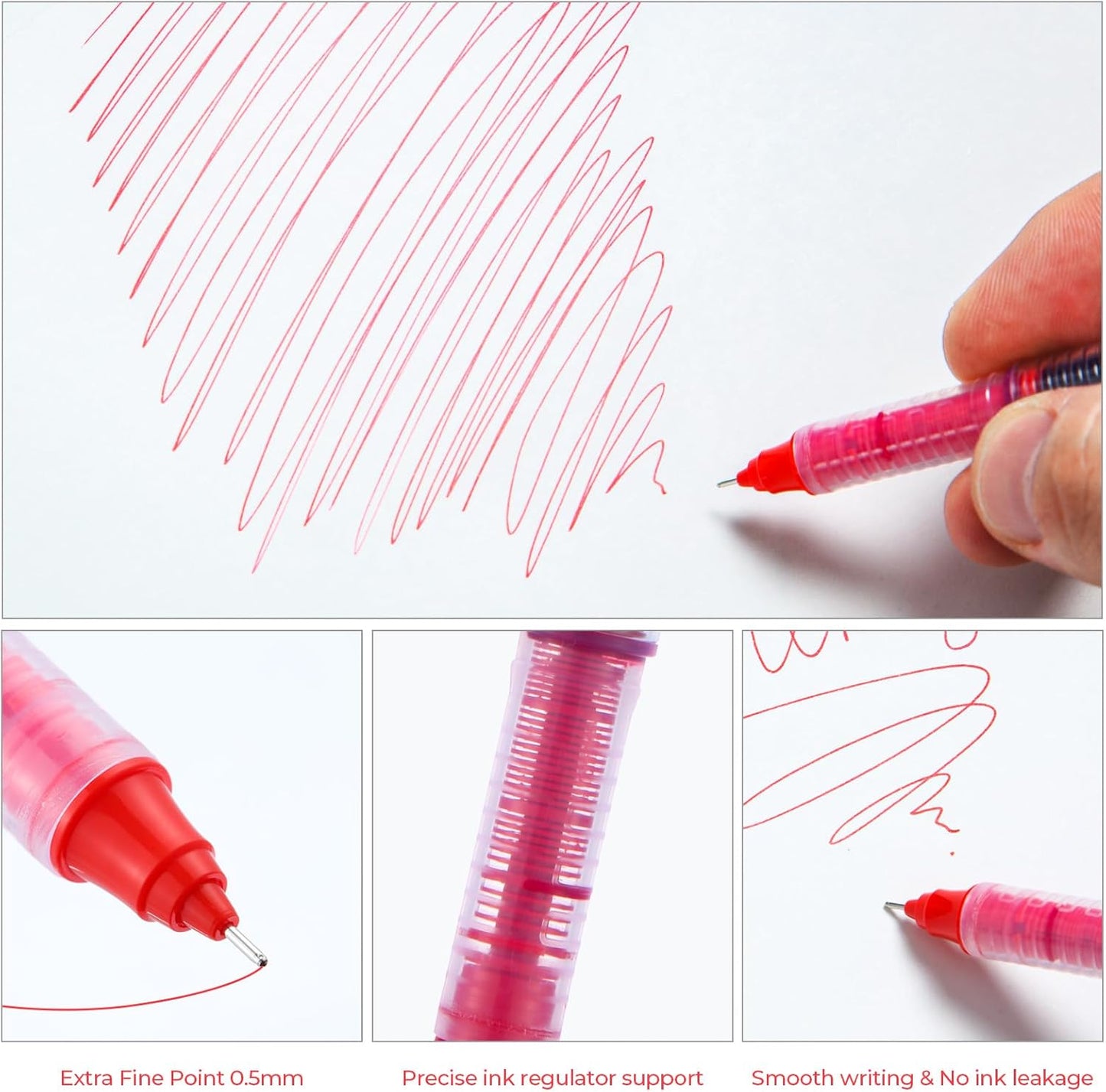 M&G Liquid Ink Rollerball Pens 12 Pcs, 0.5mm Black Ink Extra Fine Point Pens, Quick Drying Ink Fine Tip Roller Ball Pens with Plug-In Cover & Anti Slip Grip for Smooth Writing Office School Home Gift