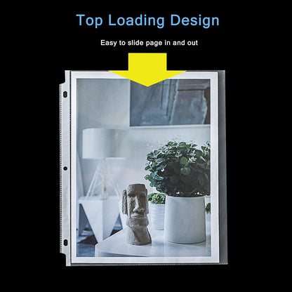 Seashell 200PCS Heavy Duty Non-Glare Sheet Protectors, Letter Size Page Protectors Reinforced 3-Hole, Plastic Sleeves for 3 Ring Binder, Top Loading for 8.5 x 11 Inch Sheets