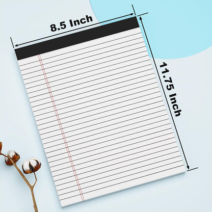 AILZFEI 12 Pack of Legal Pads 8.5 x 11.75 College Ruled Notebook White Paper Note Pad Narrow Ruled 30 Sheets Notepads Perforated Writing Pad Clear Print 8x11 Legal Pads Pads of Paper