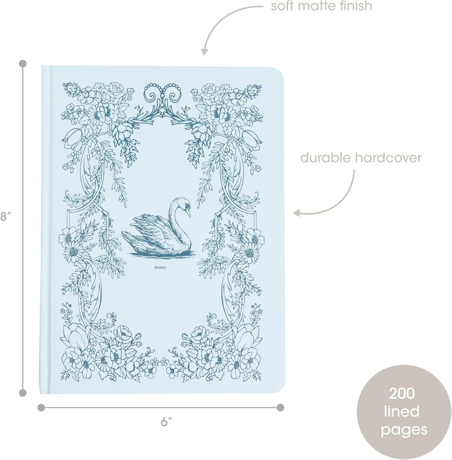 Pearhead Blue Matchbook Hardcover Journal, 6x8 College-Ruled Lined Notebook, 200 Pages, Trendy Writing Journal for Work, School & Everyday Notes