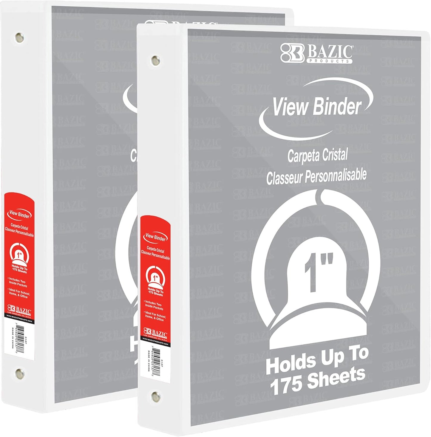 BAZIC Products 3 Ring Binder - Green, Economy View Binder with Clear Overlay Cover and Round Rings, Organizer for School Office Home Use, 1-inch Capacity Holds 175 Sheets Paper, 12-Pack