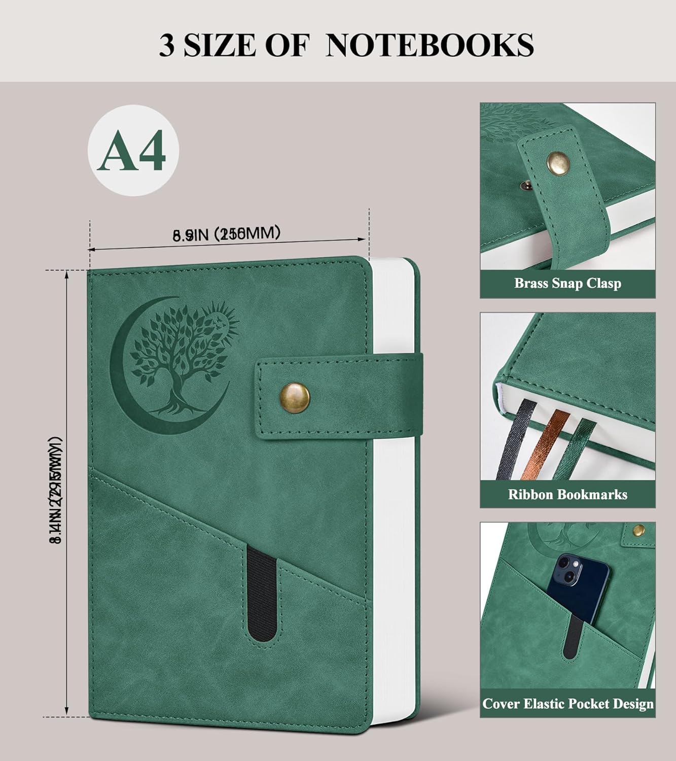 PAIBAS A5 Leather Journal Notebook, 365 Pages Thick Hardcover Lined Journal for Men & Women, Medium 5.9" x 8.4" College Ruled Notebooks for Work, School, Travel, Business,Note Taking,Writing Diary