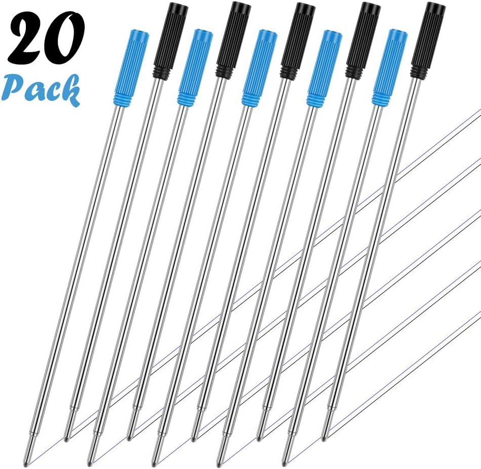 Unibene Cross Compatible Ballpoint Pen Refills 20 Pack, 1.0mm Medium Point-Black, Smooth Writing Replaceable German Ink Refill