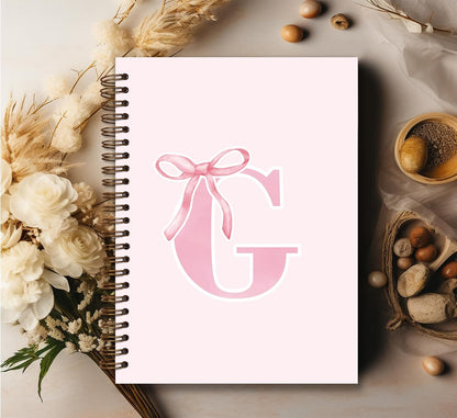 Blue Bow Journal Notebook for Girls,Initial H Journals Personalized Diary Gifts for Teen Girl Kids,Monogrammed Gifts for Women,Trendy Coquette Cute Hardcover Spiral Notebook 5.5 x 8.3 - Colors A