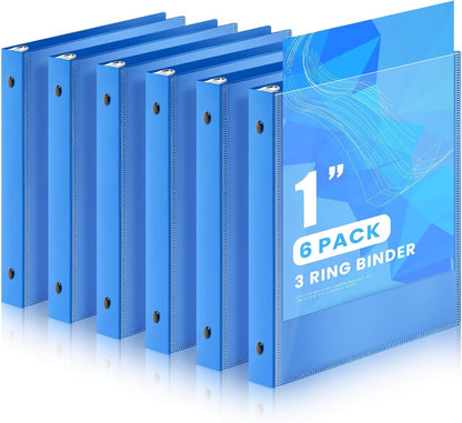 Henoyso 6 Pcs 2 Inch Mini 3 Ring Binders with Clear Front View Cover, Round Ring Blue A5 Binders Bulk Pack for School Office, Holds up to 490 Sheets, 5.5 x 8.5 Paper Half Letter Pages Organizer