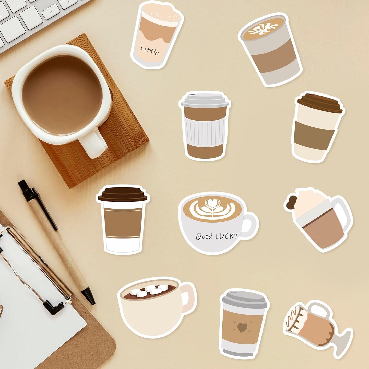 Xqumoi 30 Pack Teacher Sticky Notes - Funny Coffee Cup Self Sticky Notepads Writing Memo Pads for Teacher Appreciation Back to School Office Supplies Coffee Lover Gift Party Favors Goodies Bag Fillers
