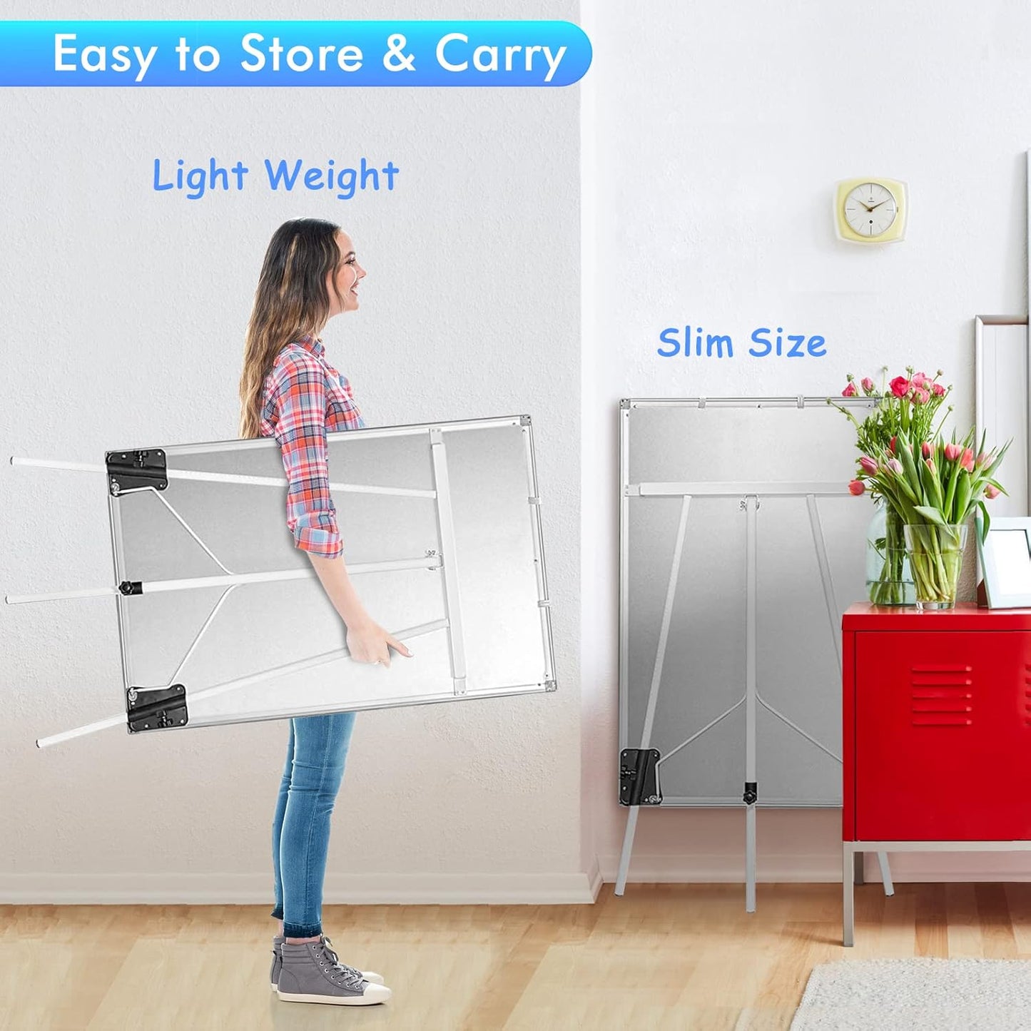 Easel Whiteboard - Magnetic Portable Dry Erase Easel Board 36 x 24 Tripod Whiteboard Height Adjustable Flipchart Easel Stand White Board for Office or Teaching at Home & Classroom (Black)
