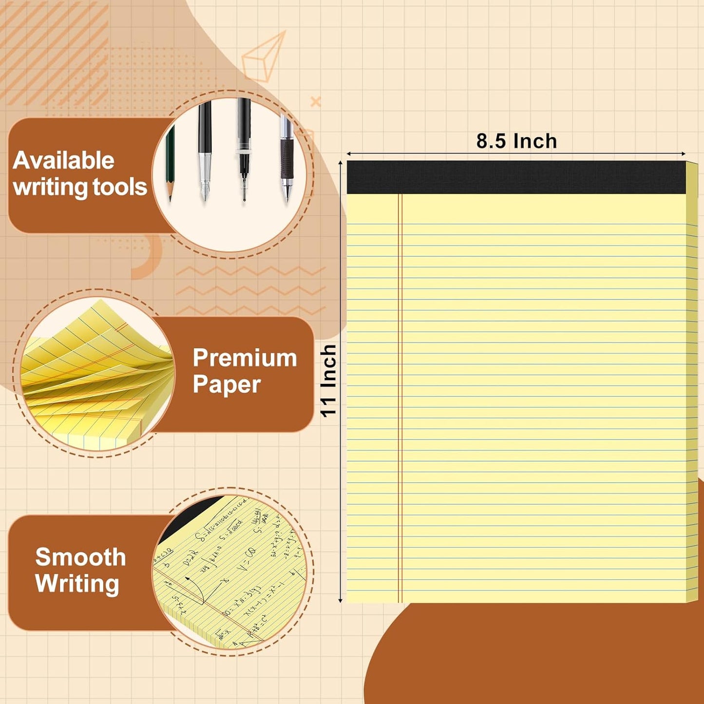 Legal Pads 8.5 X11, Narrow Ruled Notepads, 2 Pack, 50 Sheet/Pad, White Legal Pads, Tear Off Notepad, Perforated Writing Pad, Notebook Paper College Ruled, Notepads for Office Home School, Notepad