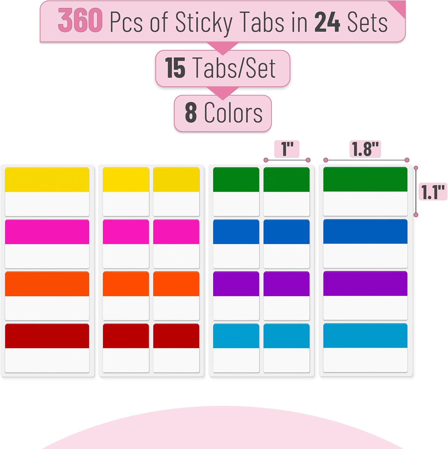Mr. Pen- Sticky Index Tabs, 240 Pcs, Vibrant Sticky Tabs for Notebooks, Page Markers, Page Tabs for Binders, Page Tabs Sticky Tabs for Books, Notebook Tabs, Book Sticky Tabs for Notebooks