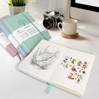 Journals for Writing, A5 Leather Ruled Notebook with 400 Pages, 100 Gms College Ruled Journal with Thick Paper, Hardcover with Inner Pocket & Pen Holder, Dark Green