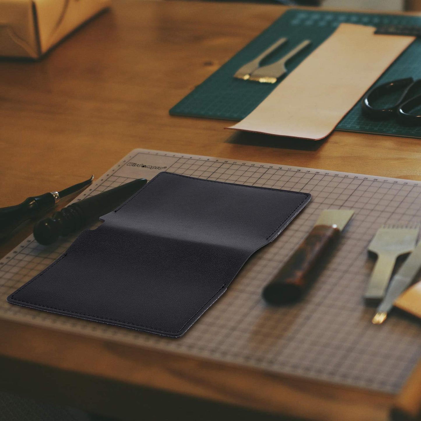 Wisdompro Journal Cover, 2 Pack PU Leather Notebook Cover for Field Notes, or other 3.5" x 5.5" Pocket Notebooks - Blue