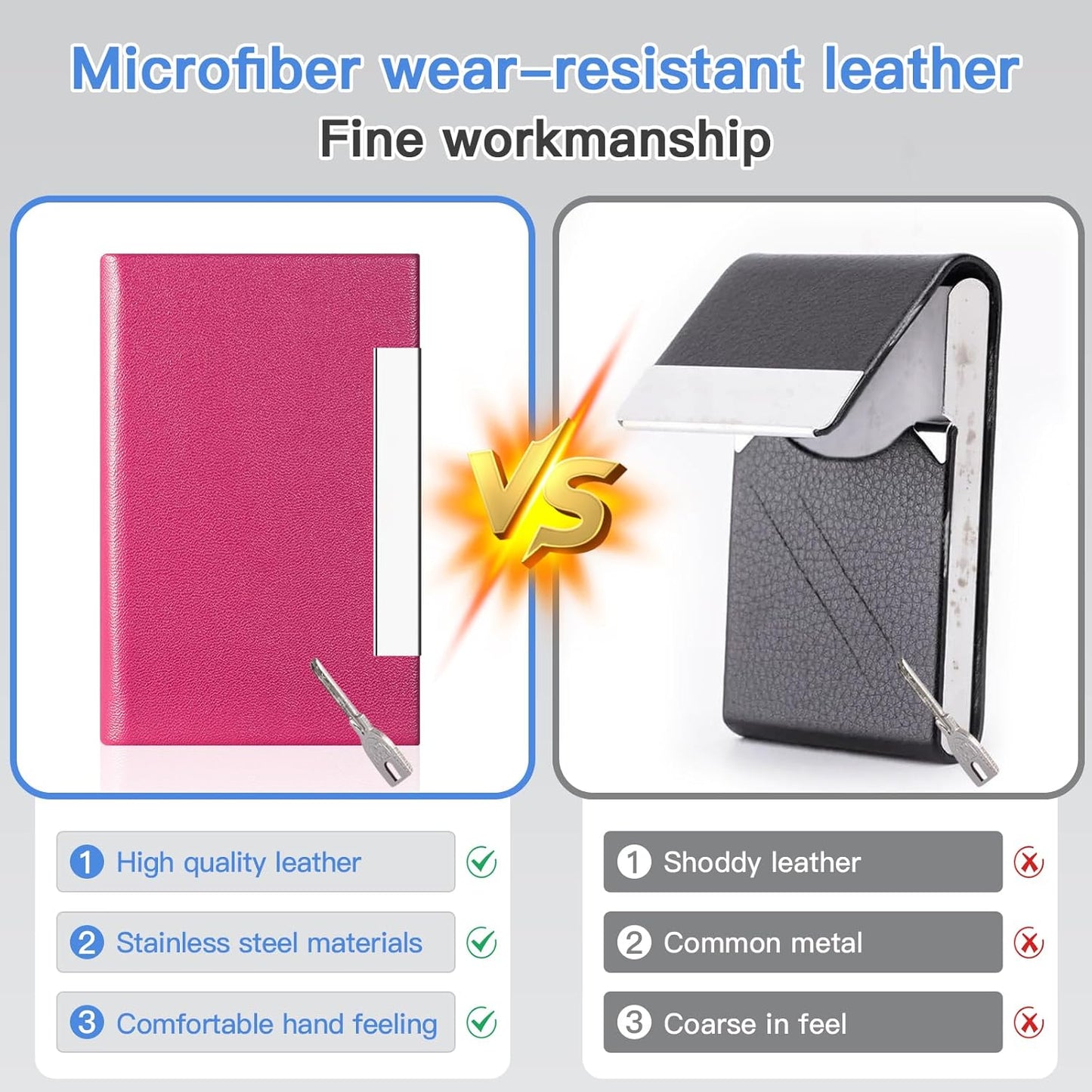 Padike Business Card Holder/ Case Professional PU Leather & Stainless Steel Multi Wallet Credit Card ID Case/Holder for Men & Women. (Black)