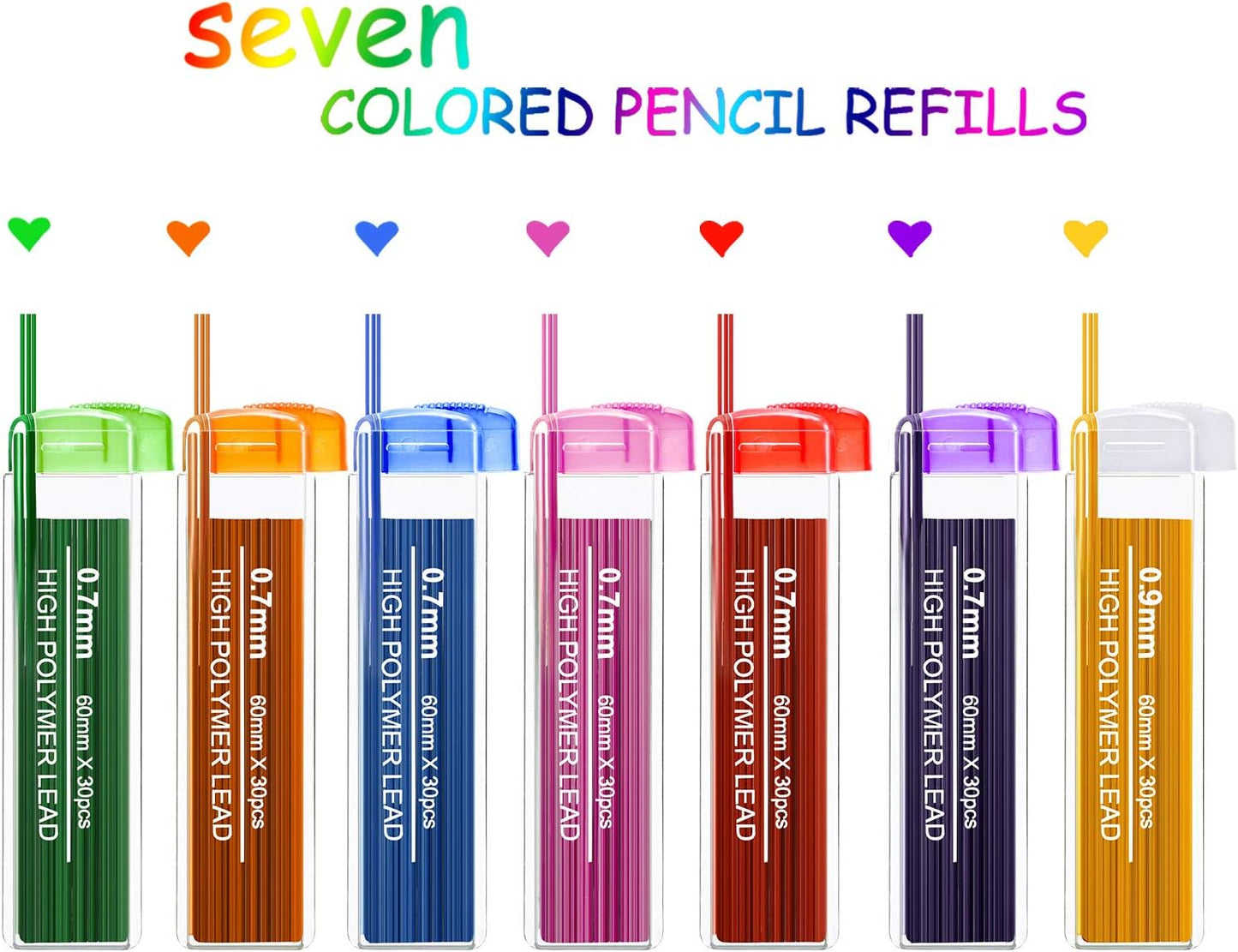 Zhehao 210 Pcs Colorful Refill 0.9 mm Automatic Mechanical Pencil Refills Back to School Pencil Gifts Bulk 7 Colors Stationery for Students School Supplies Home Office
