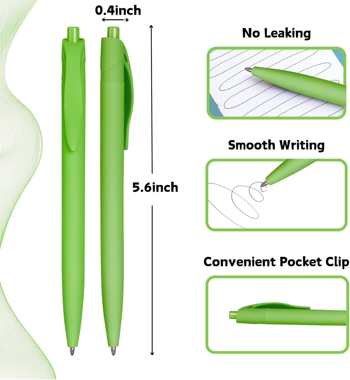 BallPoint Pens, 50 Pack (BLACK Ink),Bulk Pens, Black Barrel,Click Pens for Office Home and School, Retractable Ballpoint Pens, Medium Point, 1.00MM (Black)