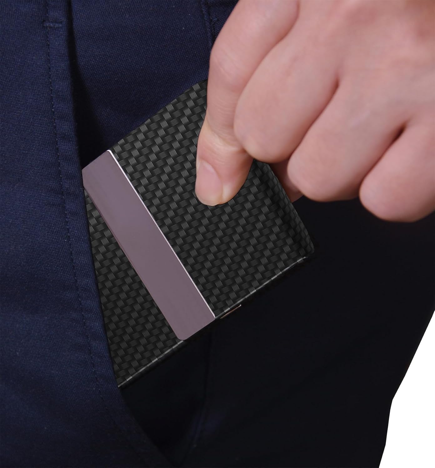 Business Card Holder with Ultra Slim Design,Business Card Case with Premium PU Leather,Suit Pocket Metal Card Holder for Women/Men,Professional Name Card Holder with Magnetic Shut (Black1)