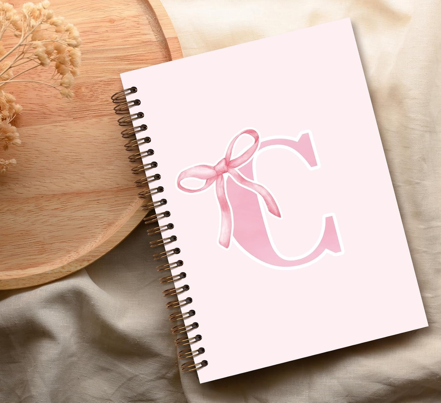 Blue Bow Journal Notebook for Girls,Initial H Journals Personalized Diary Gifts for Teen Girl Kids,Monogrammed Gifts for Women,Trendy Coquette Cute Hardcover Spiral Notebook 5.5 x 8.3 - Colors B