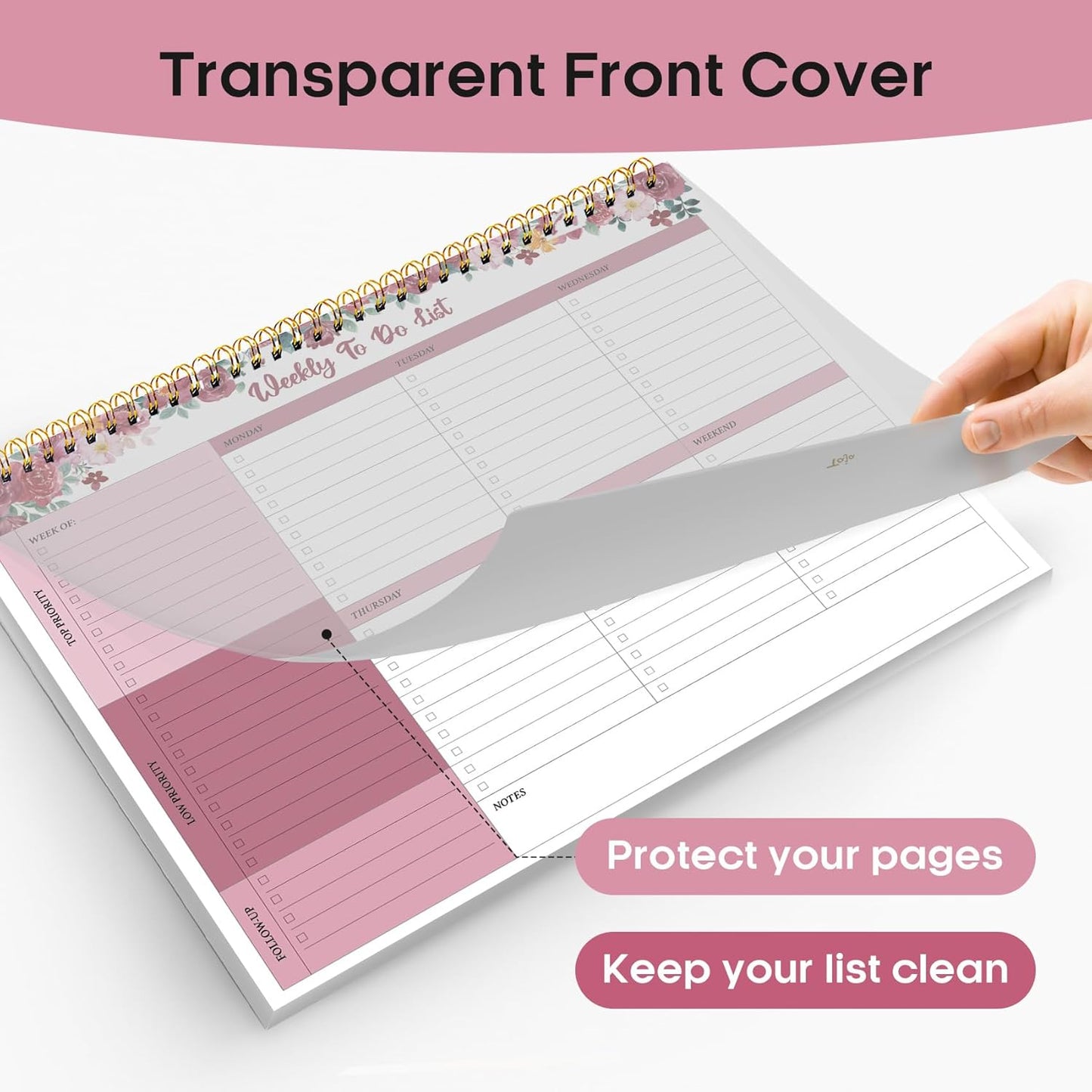 Taja Weekly To Do List Notepad with 52 Undated Sheets（8.5"×11"）- Weekly Desk Planner for Women & Man, Work and Home -1 Pack Violet Dream