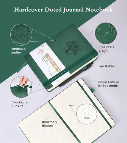 Lined Journal Notebook -365 Pages A5 Thick Journals for Writing Ruled Notebook, Hardcover Leather Journal for Women Men Daily Journal Notebook for Work, Note Taking, 100Gsm Lined Paper( 5.75'' X 8.38'' Green)