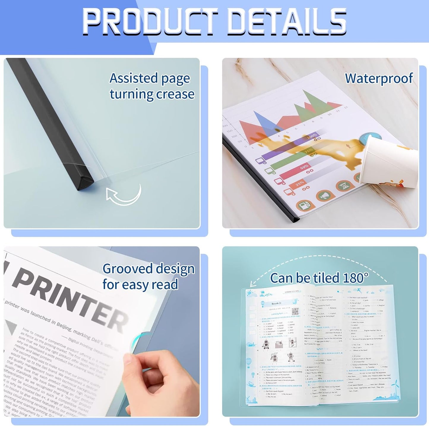 13 Pack Report Covers with Sliding Bar, Clear Report Covers for A4 and Letter Size Paper, Presentation Folders Resume Document Covers for School Office, Black