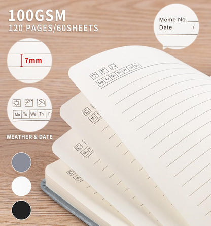 3 Pack Pocket Journaling Notebooks, A6 Small Notebook For Note Taking Journaling Notebooks Journals For Writing Mini Note Pads With Pen Holder 120 Pages 100 GSM Thick Paper(Nude, Brown, Forest Green)