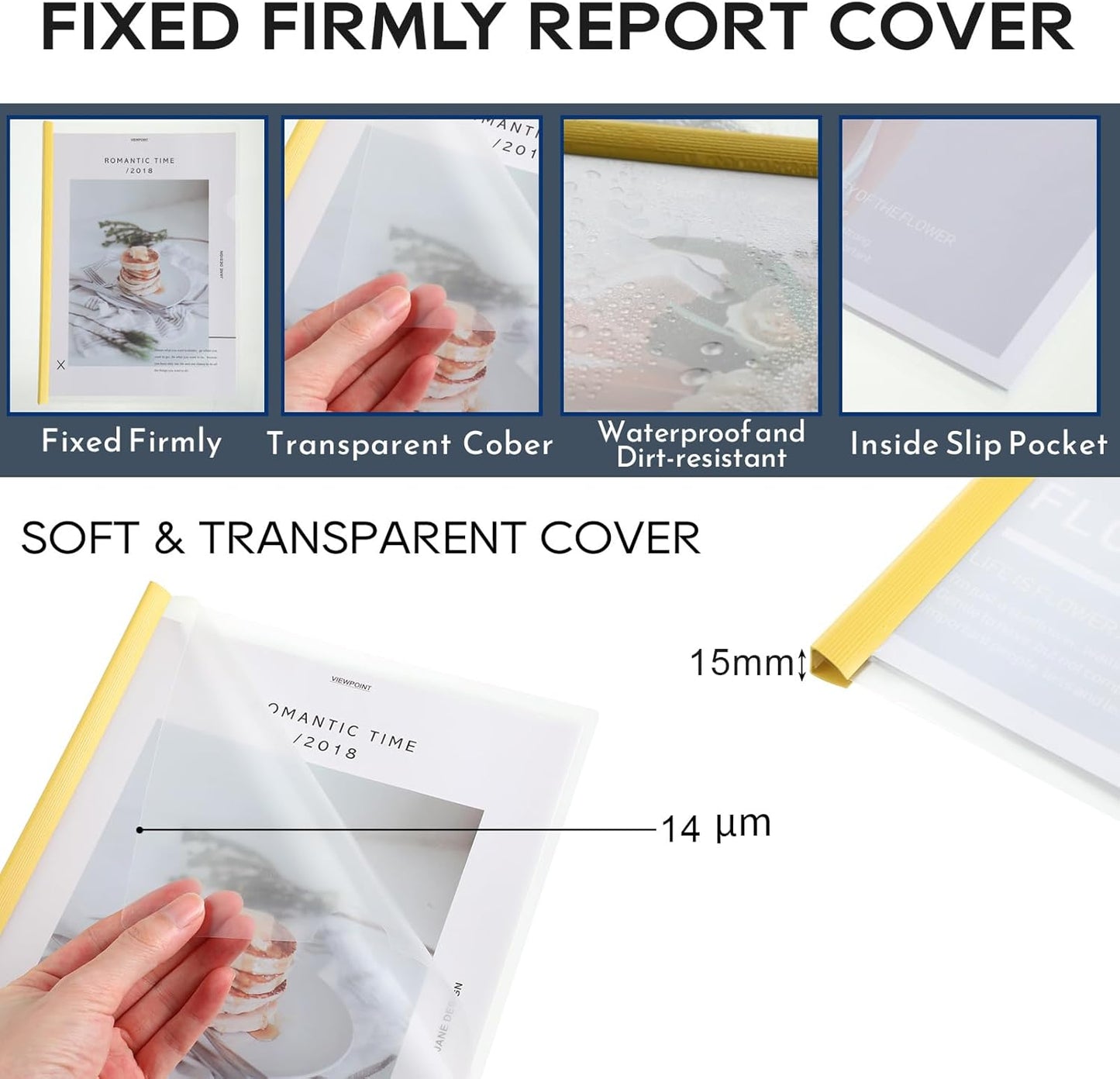 150 Pcs Bulk A4 Clear Report Cover with Sliding Bar 5 Colors Folder Binder Sliding Bar Files Classification Transparent Resume Clipbar Presentation File Folders for School and Office