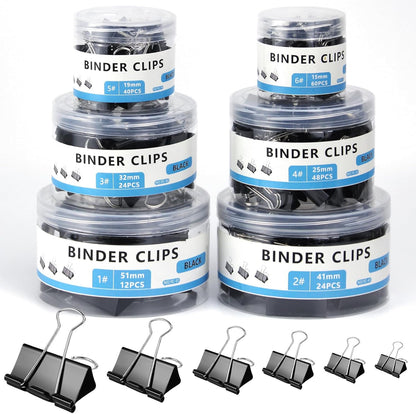 208 PCS 6 Sizes Binder Clips Assorted Sizes Including Extra Large Medium Small Black Clips Office Supplies Black Paper Clips Paper Clamps for Office Home School Bussiness