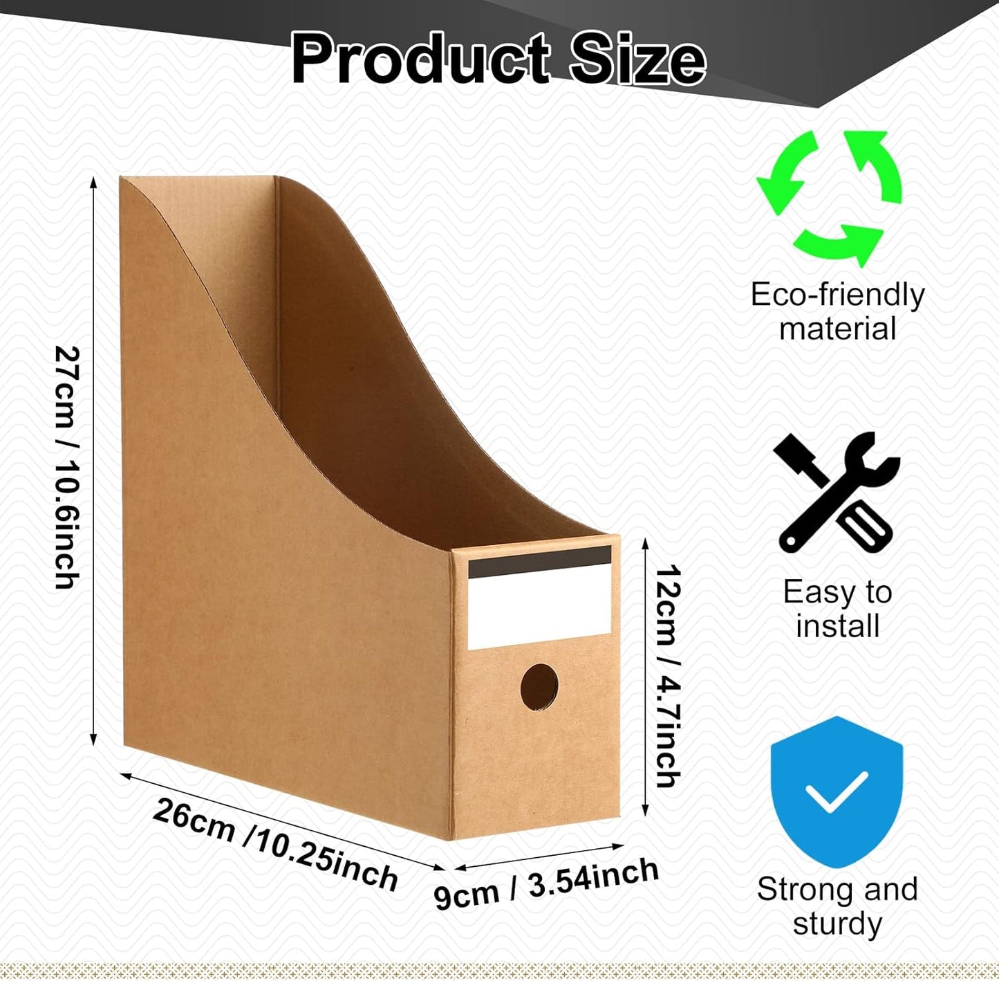 Thenshop 24 Pcs Cardboard Magazine File Holder Organizer, Desk File Organizer Box Foldable Book Bin Papers Storage Folder with Label for School Classroom Office Supplies(Classic,Black)