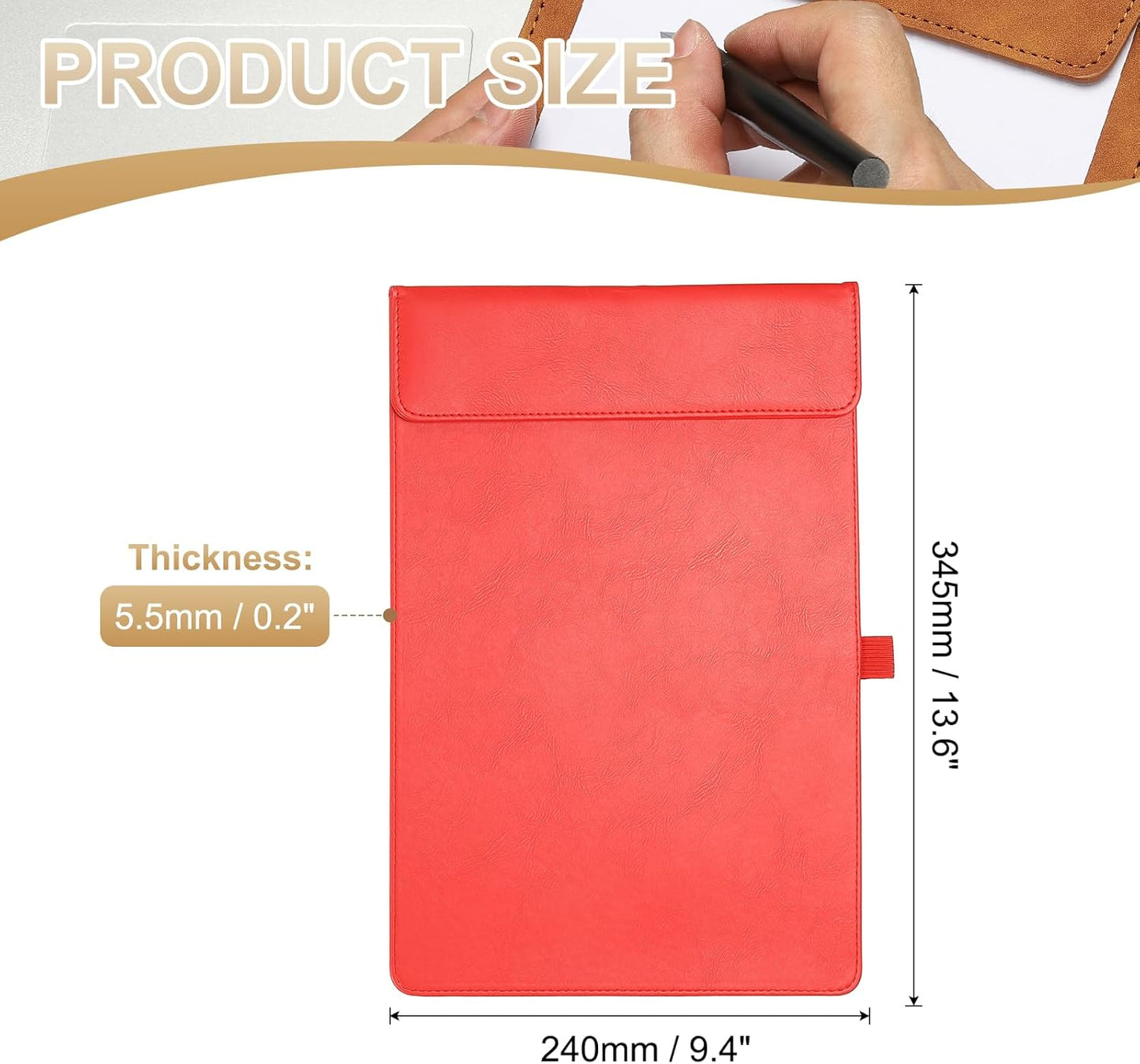 PATIKIL A4 Letter Size PU Leather Clipboard, 9.5"x13.5" Business Magnetic Padfolio with Pen Holder Organizer Office Folder Writing Board Style 2, Black