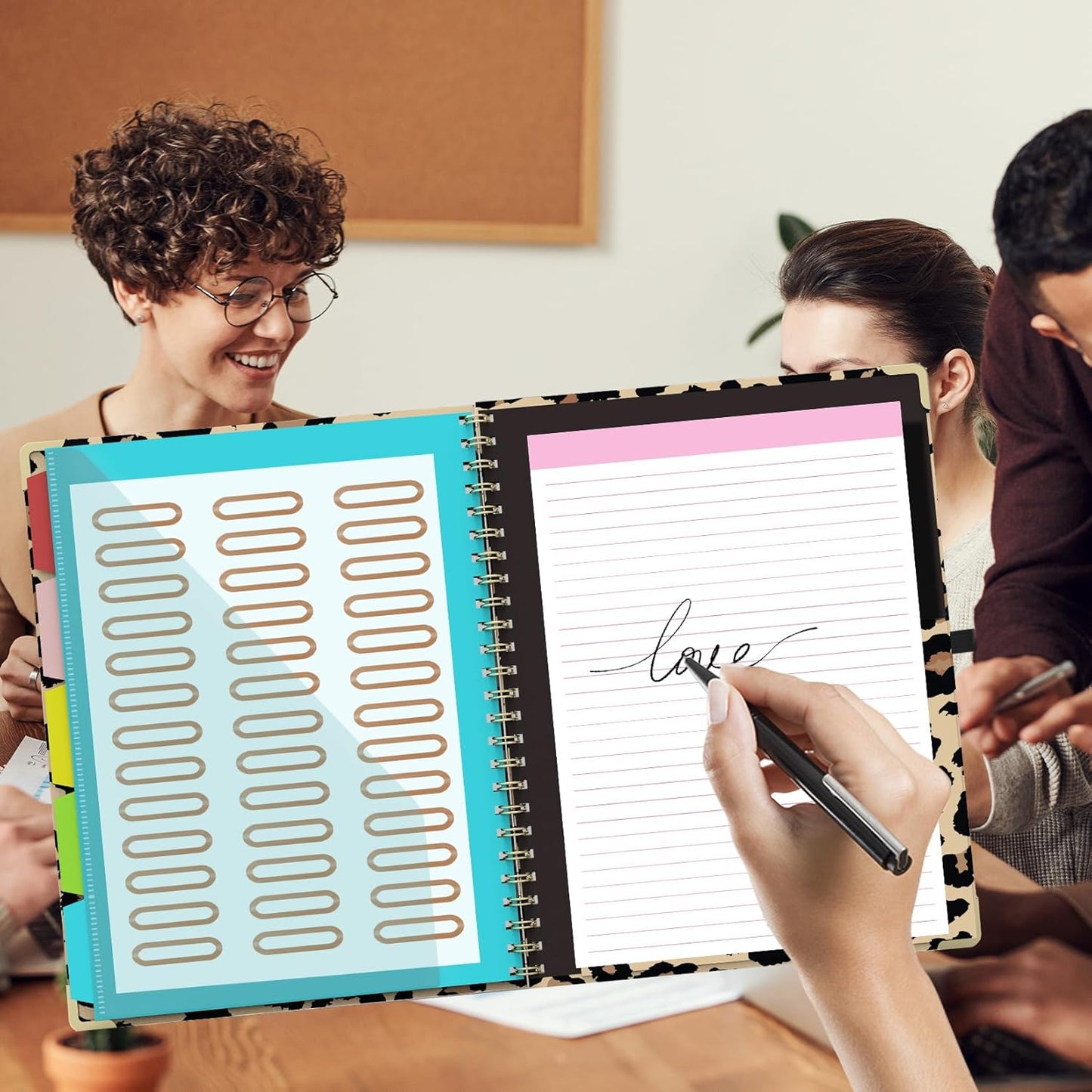 Foldable Clipboard Folio with Storage, 5 Plastic Folders with 10 Pockets,Refillable Lined Notepad (11" x 8.5"), Hardcover Project Organizer Nursing Teacher School Essentials