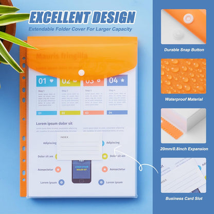 Plastic File Folders, Waterproof Transparent Expandable File Organiser, Portable Large Capacity A4B4 File Wallet for Office Business School (7 Pack)