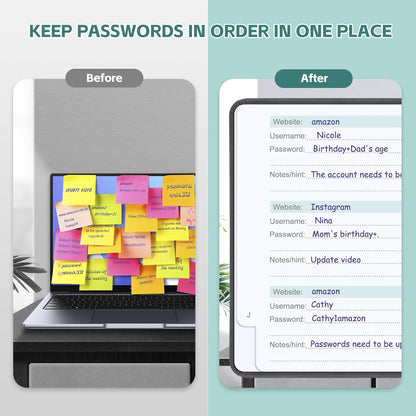 MOSA BEAR Password Keeper Book with Alphabetical Tabs，4.3"x5.7" Small Password Books for Seniors Password Notebook for Internet Website Address Log in Detail（Dark Blue）