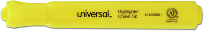 Universal 08861 Desk Highlighter, Chisel Tip, Fluorescent Yellow (Pack of 12)