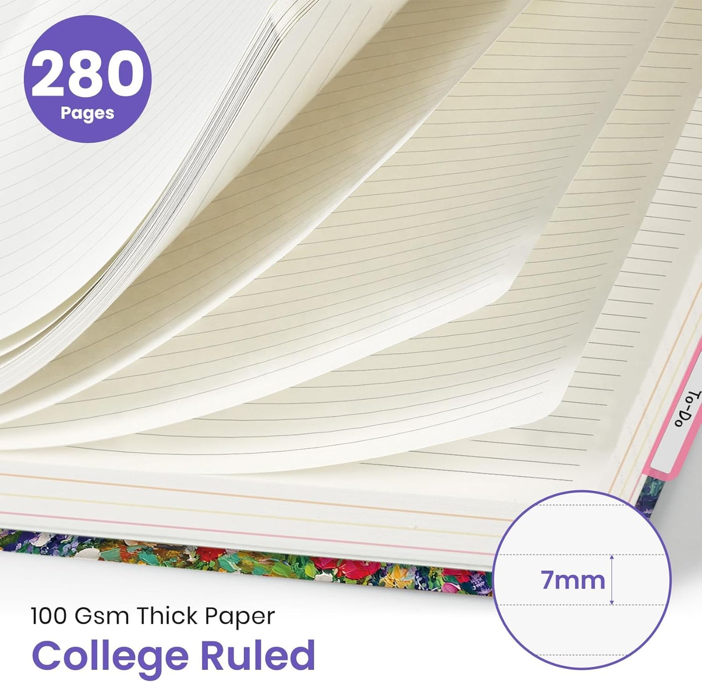 Large Lined Spiral Journal for Women Cute Hardcover 5 Subject Notebook for Work 8.5" x 11" with Removable Dividers & Tabs, College Ruled, 280 Pages Aesthetic Journal for Work, School & Note Taking, Garden of Whimsy