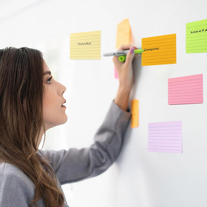 9 Pack Lined Sticky Notes 4x6 in Post Sticky Notes with Lines, 9 Bright Colors Self Sticky Notes Pad Its, Large Ruled Sticky Note for Office, Home, 35 Sheets/Pad
