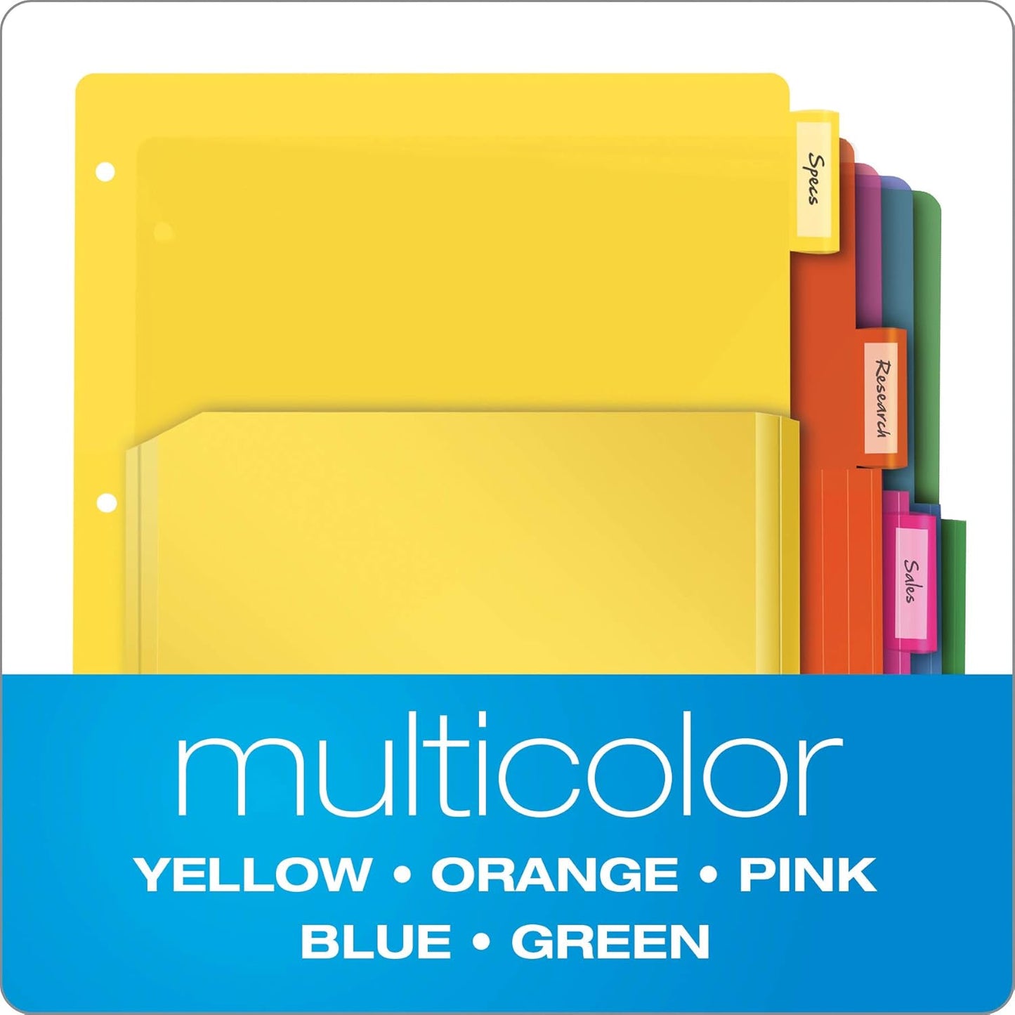 Oxford Binder Dividers with Pockets, 3 Pack, 5 Multicolor Tabs with Inserts, Pockets Expand 1/4", Flexible Lightweight Plastic Dividers for 3 Ring Binders